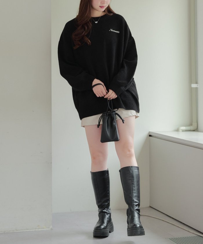 ナイスクラップ NICE CLAUP バックロゴマットモールプルオーバー (BK) BK