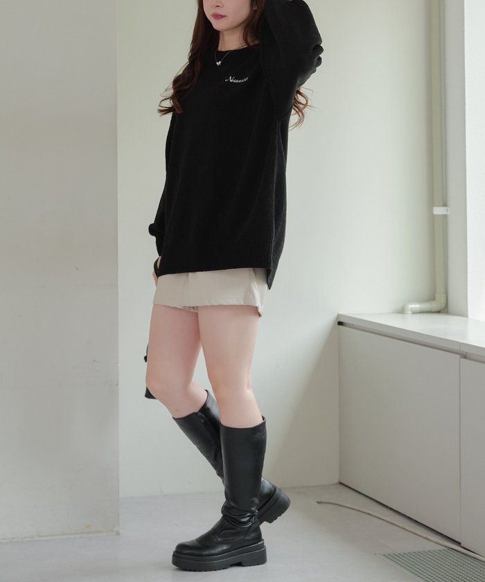 ナイスクラップ NICE CLAUP バックロゴマットモールプルオーバー (BK) BK