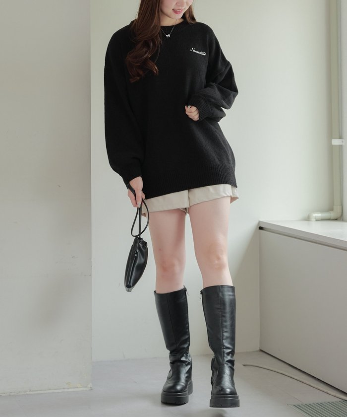 ナイスクラップ NICE CLAUP バックロゴマットモールプルオーバー (BK) BK