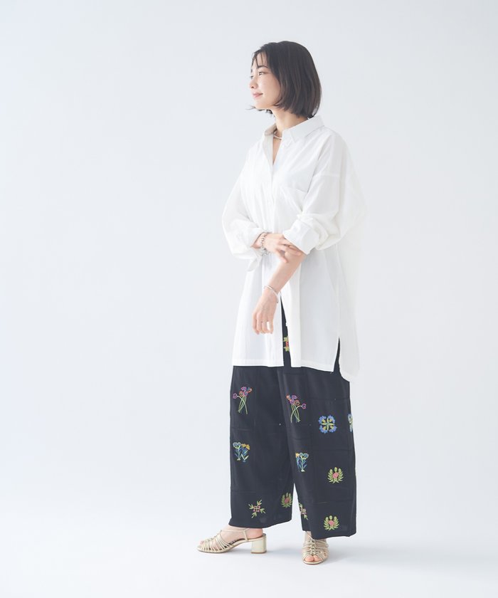 ナイスクラップ NICE CLAUP 【nane】【India series】刺繍パンツ (BK) BK