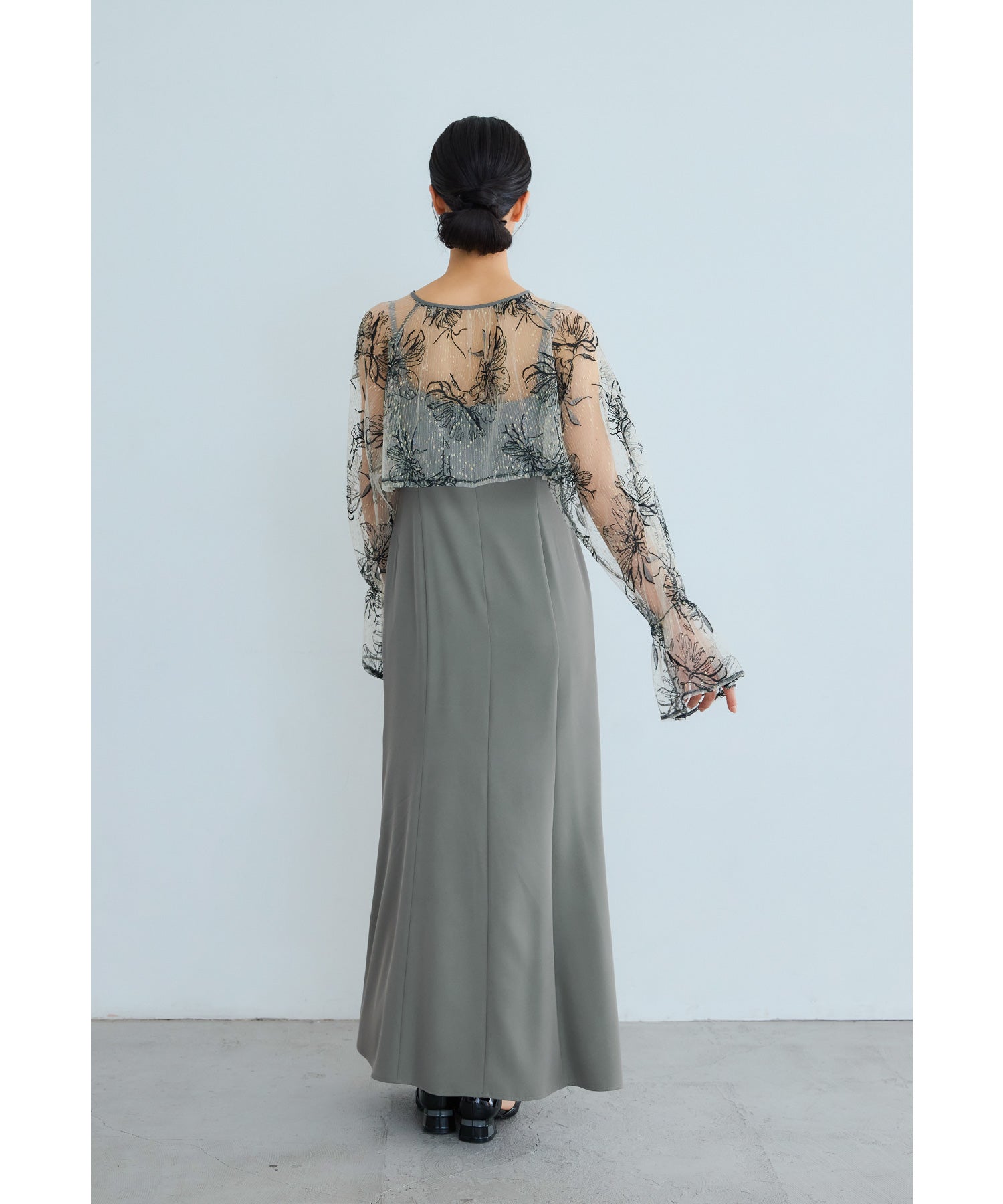 ニアナ niana Many wayゴールドフラワードレス 2点セット ボレロ キャミワンピース 結婚式 成人式 二次会 同窓会 入学式 卒業式 パーティードレス オケージョンドレス お呼ばれ (グレー) グレー