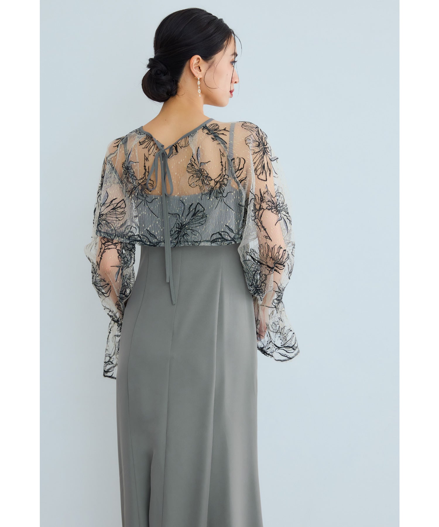 ニアナ niana Many wayゴールドフラワードレス 2点セット ボレロ キャミワンピース 結婚式 成人式 二次会 同窓会 入学式 卒業式 パーティードレス オケージョンドレス お呼ばれ (グレー) グレー