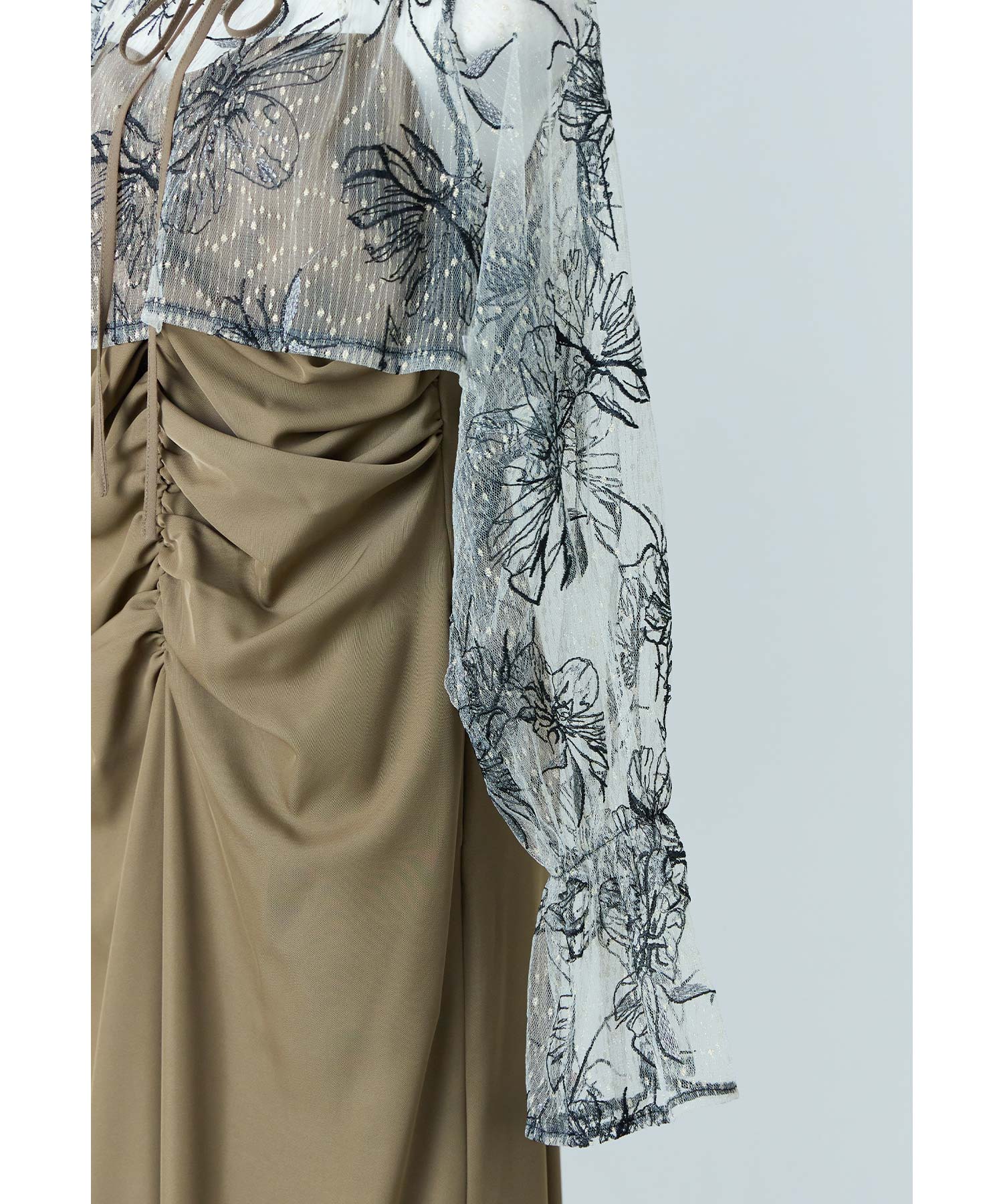 ニアナ niana Many wayゴールドフラワードレス 2点セット ボレロ キャミワンピース 結婚式 成人式 二次会 同窓会 入学式 卒業式 パーティードレス オケージョンドレス お呼ばれ (グレー) グレー