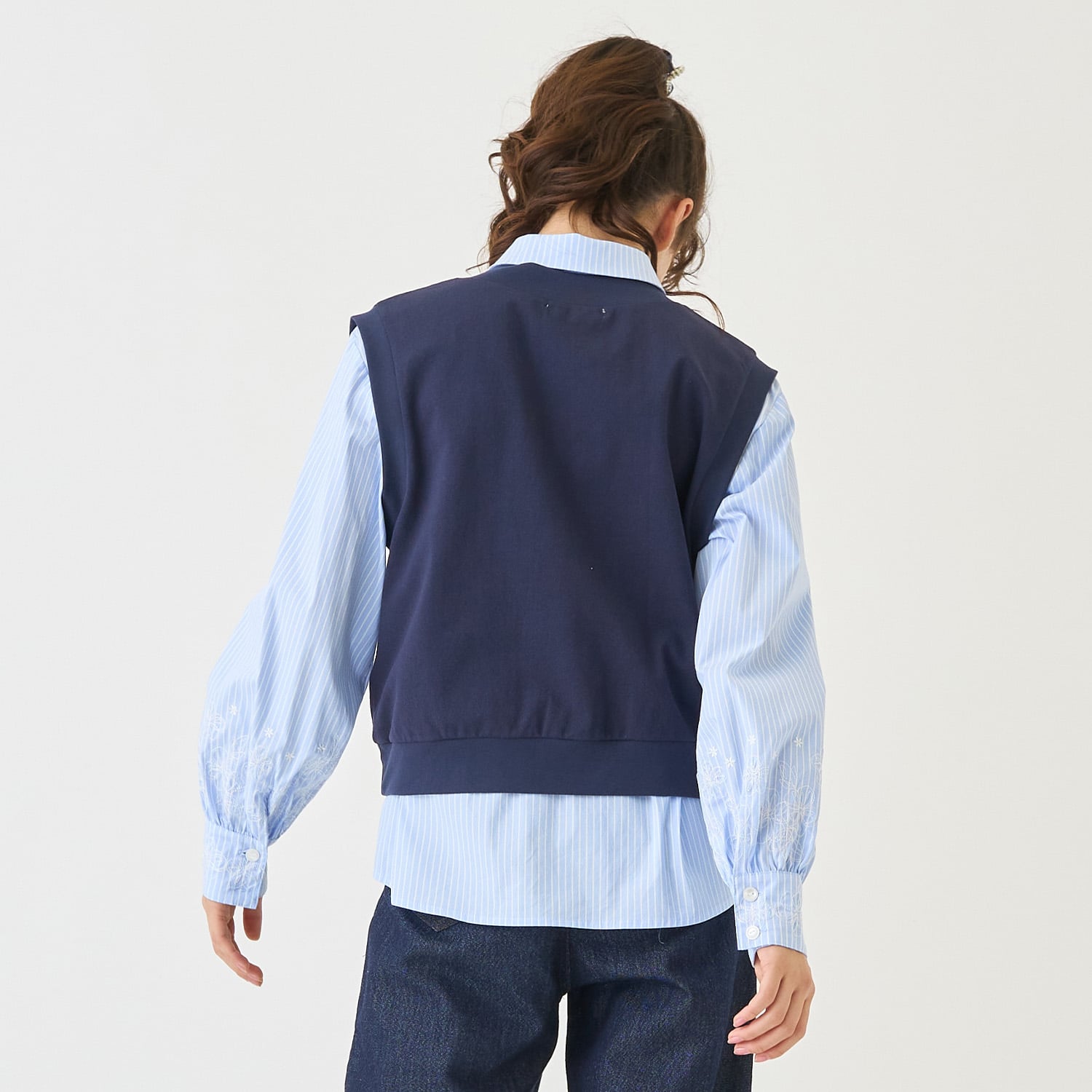 ポンポネットジュニア pom ponette junior カットソーベスト&刺しゅうブラウスセット (黒) 黒