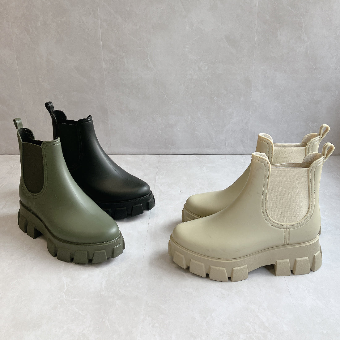 ヌーベル ヴォーグ リラックス Noubel Voug Relax 防水 晴雨兼用 サイドゴア ショート レインブーツ (ブラック) ブラック