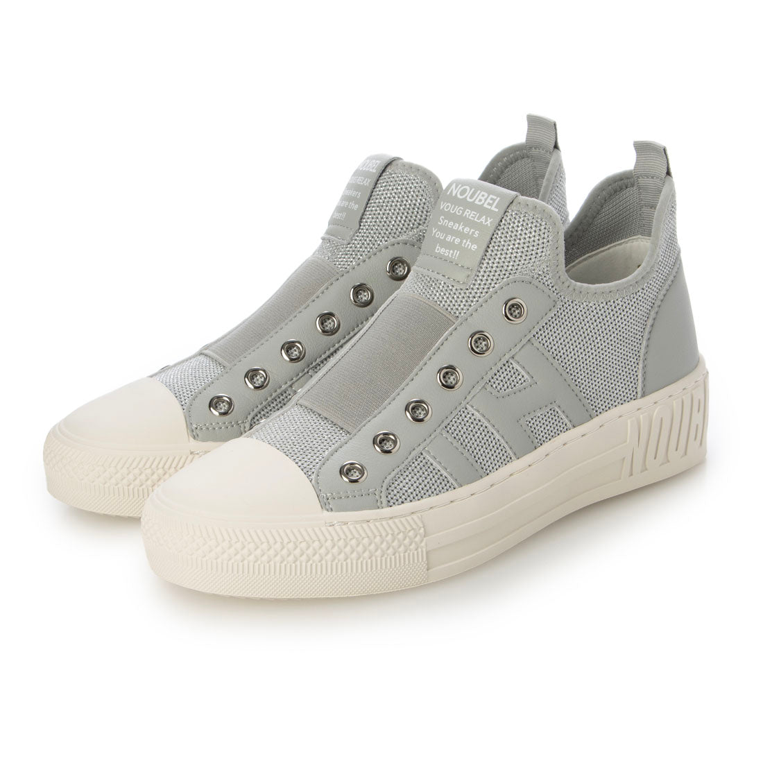 ヌーベル ヴォーグ リラックス Noubel Voug Relax 柔らかニット甲ゴム快適スニーカー (シルバー) シルバー