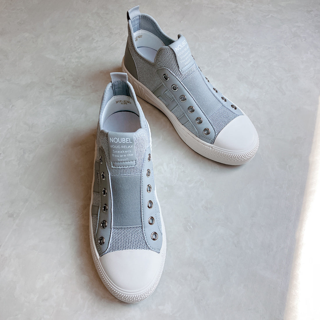 ヌーベル ヴォーグ リラックス Noubel Voug Relax 柔らかニット甲ゴム快適スニーカー (シルバー) シルバー