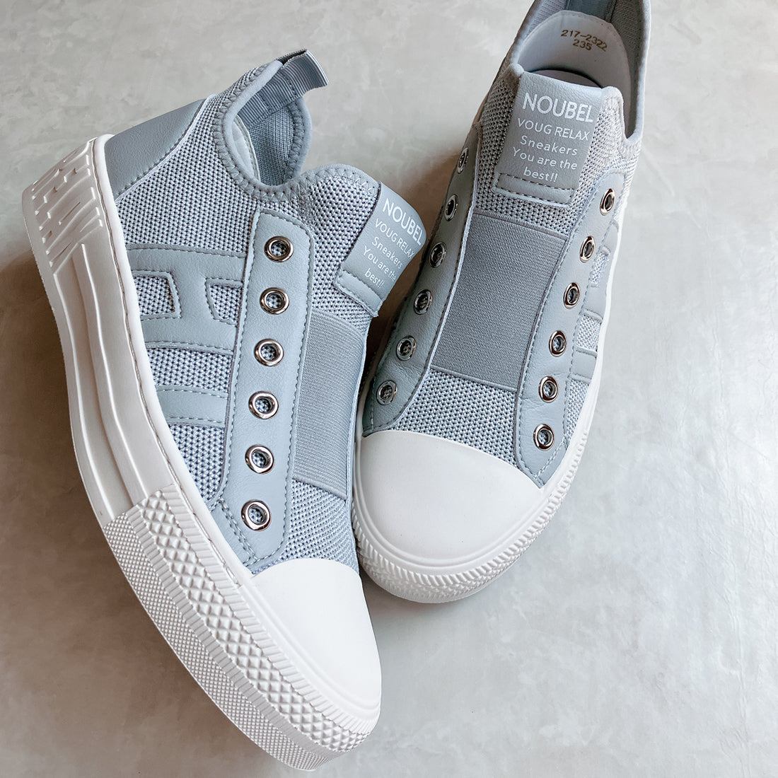 ヌーベル ヴォーグ リラックス Noubel Voug Relax 柔らかニット甲ゴム快適スニーカー (シルバー) シルバー