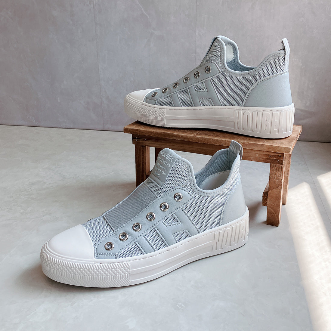 ヌーベル ヴォーグ リラックス Noubel Voug Relax 柔らかニット甲ゴム快適スニーカー (シルバー) シルバー