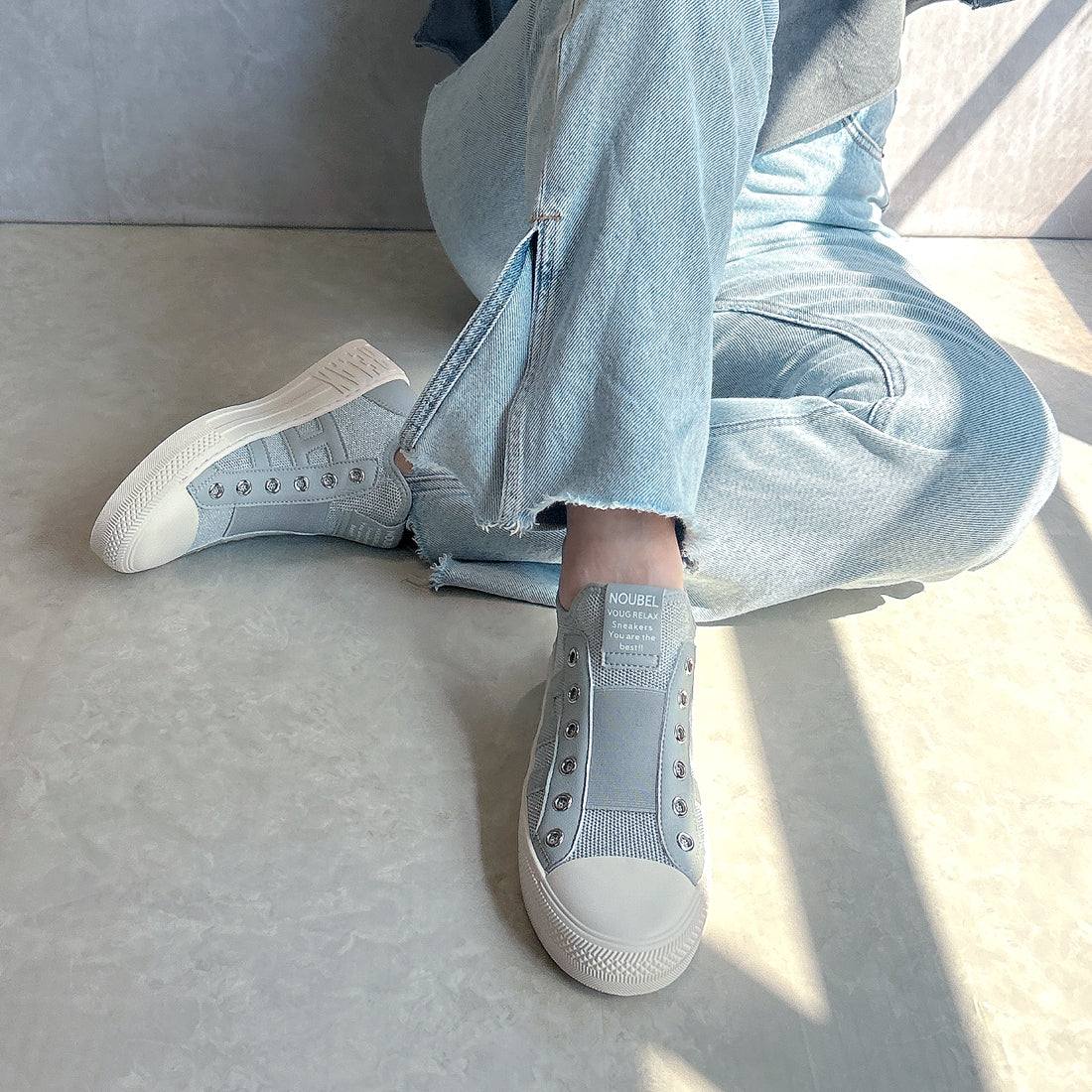 ヌーベル ヴォーグ リラックス Noubel Voug Relax 柔らかニット甲ゴム快適スニーカー (シルバー) シルバー