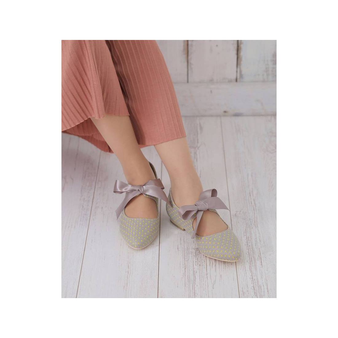 ヌーベル ヴォーグ リラックス Noubel Voug Relax ドット柄リボン付きパンプス