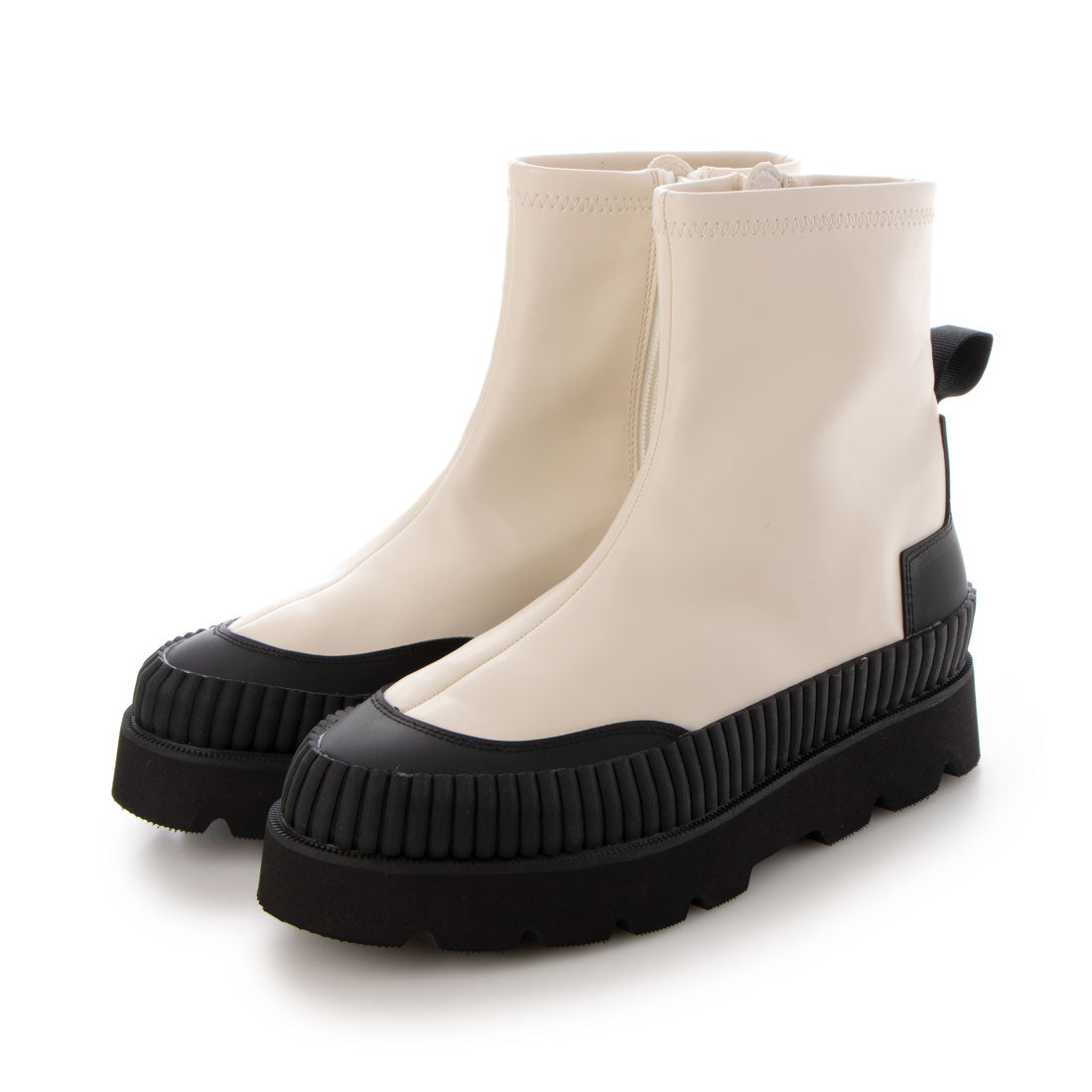 ヌーベル ヴォーグ リラックス Noubel Voug Relax 【サイズ展開:S-3L】 ストレッチ サイドジップ アンクルブーツ m213,ブラック/ホワイト