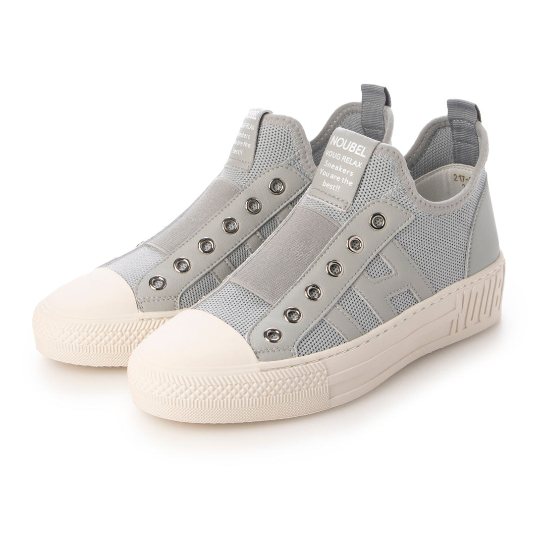 ヌーベル ヴォーグ リラックス Noubel Voug Relax 柔らかニット甲ゴム快適スニーカー (ブルーグレー) ブルーグレー