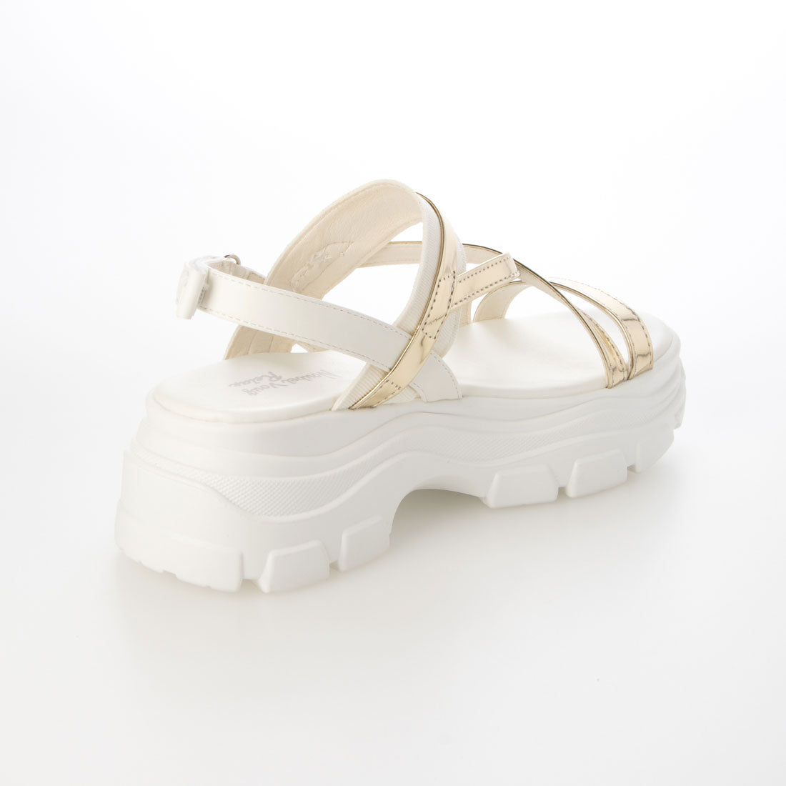 ヌーベル ヴォーグ リラックス Noubel Voug Relax ゴールドストラップボリュームソールスポーツサンダル (ホワイト) ホワイト