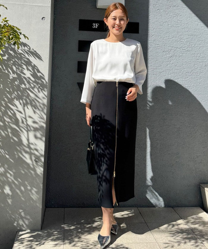 ノーリーズソフィー NOLLEY'S sophi ボンディングジョーゼット両前ロングSK (グレーベージュ) グレーベージュ