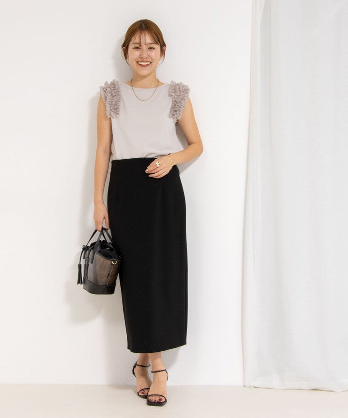 ノーリーズソフィー NOLLEY'S sophi ボンディングジョーゼット両前ロングSK (グレーベージュ) グレーベージュ