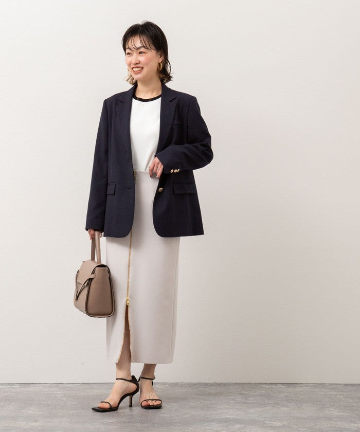 ノーリーズソフィー NOLLEY'S sophi ボンディングジョーゼット両前ロングSK (グレーベージュ) グレーベージュ