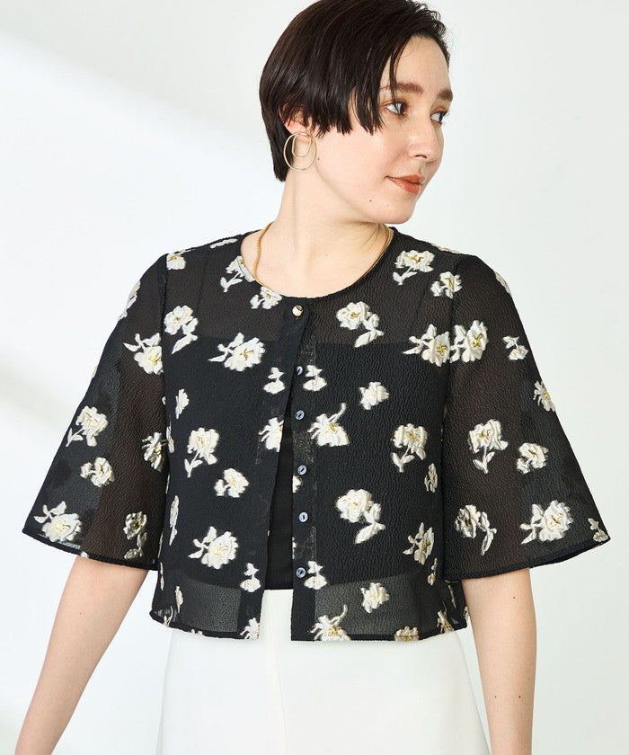 ノーリーズソフィー NOLLEY'S sophi ラメフラワージャガードBL (ブラック・グレー系1) ブラック・グレー系1