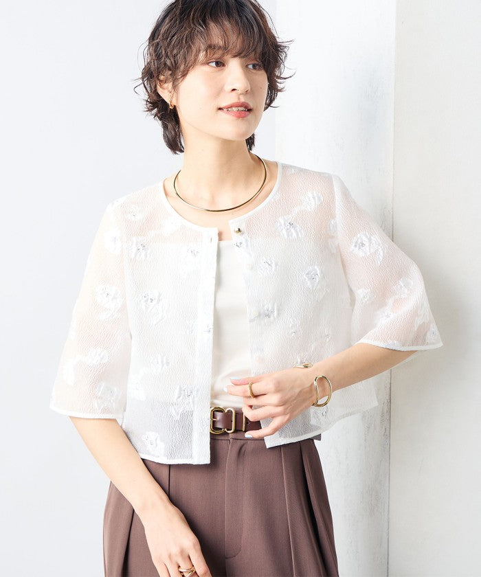 ノーリーズソフィー NOLLEY'S sophi ラメフラワージャガードBL (ブラック・グレー系1) ブラック・グレー系1