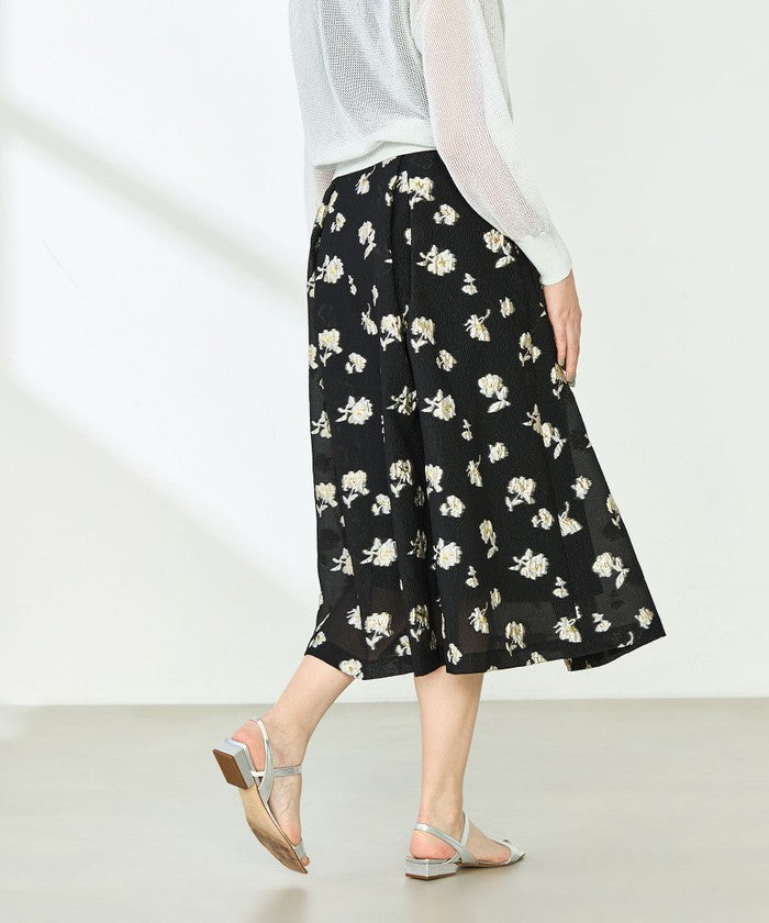 ノーリーズソフィー NOLLEY'S sophi ラメフラワージャガードフレアSK (ブラック・グレー系1) ブラック・グレー系1