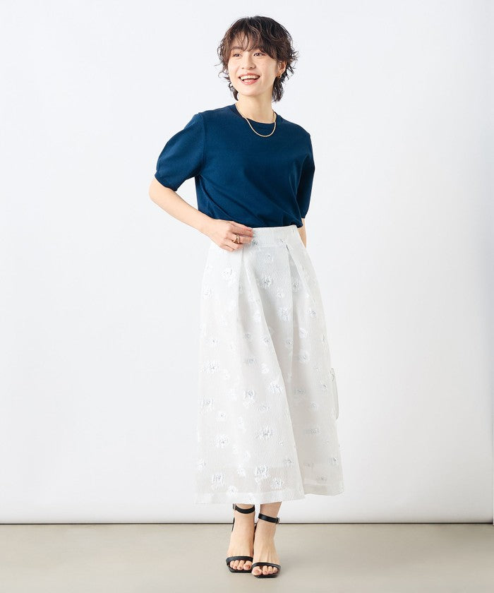 ノーリーズソフィー NOLLEY'S sophi ラメフラワージャガードフレアSK (ブラック・グレー系1) ブラック・グレー系1