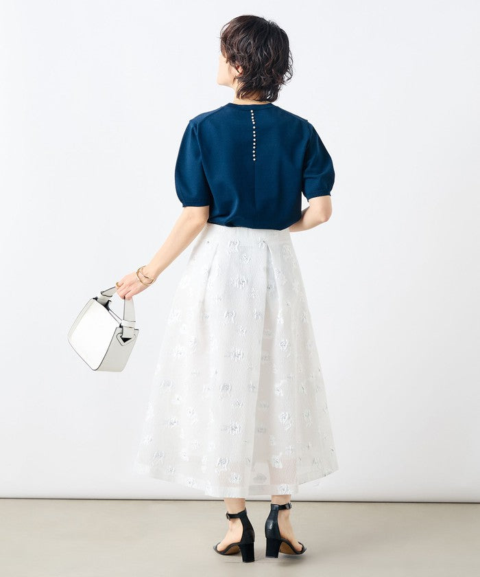 ノーリーズソフィー NOLLEY'S sophi ラメフラワージャガードフレアSK (ブラック・グレー系1) ブラック・グレー系1