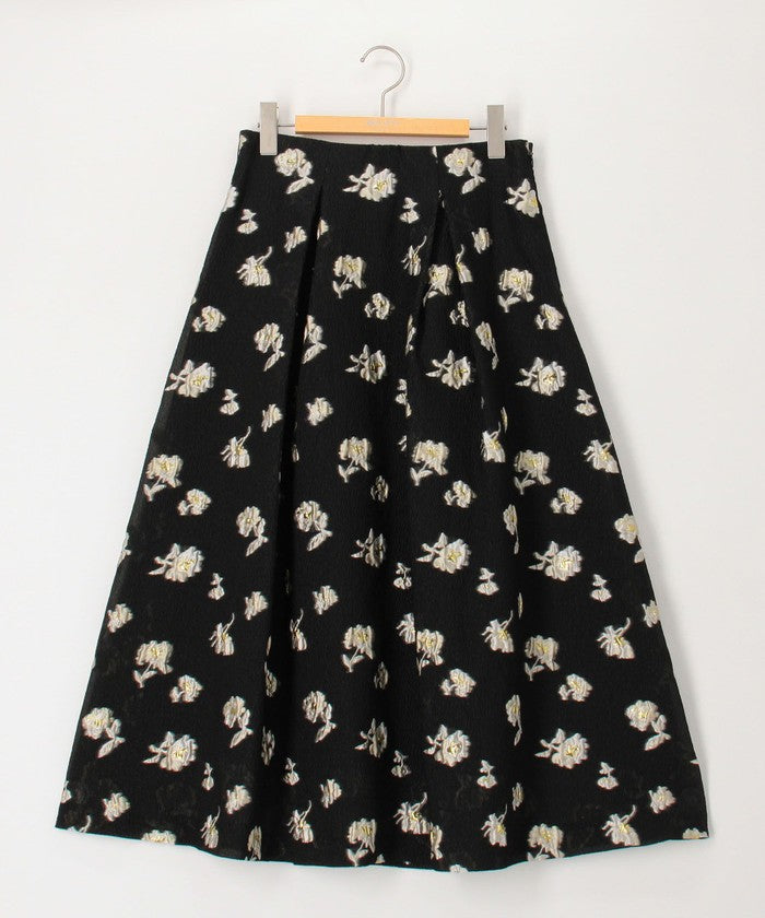 ノーリーズソフィー NOLLEY'S sophi ラメフラワージャガードフレアSK (ブラック・グレー系1) ブラック・グレー系1