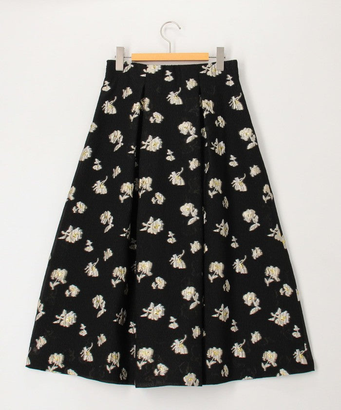 ノーリーズソフィー NOLLEY'S sophi ラメフラワージャガードフレアSK (ブラック・グレー系1) ブラック・グレー系1