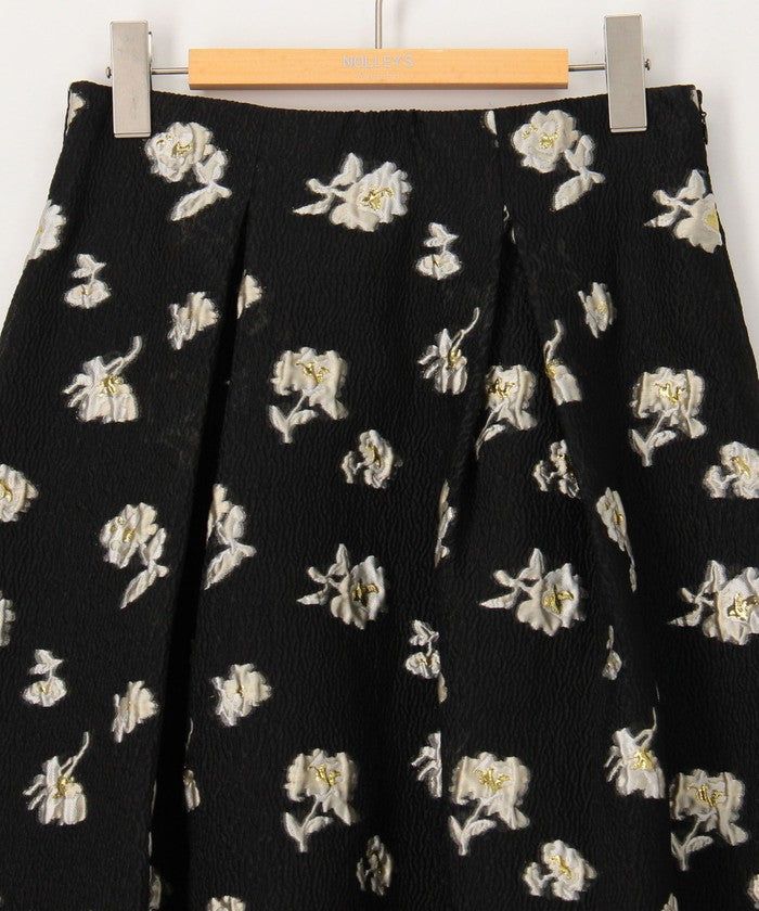 ノーリーズソフィー NOLLEY'S sophi ラメフラワージャガードフレアSK (ブラック・グレー系1) ブラック・グレー系1