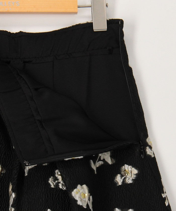 ノーリーズソフィー NOLLEY'S sophi ラメフラワージャガードフレアSK (ブラック・グレー系1) ブラック・グレー系1