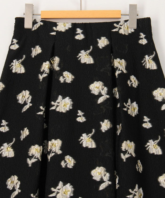 ノーリーズソフィー NOLLEY'S sophi ラメフラワージャガードフレアSK (ブラック・グレー系1) ブラック・グレー系1