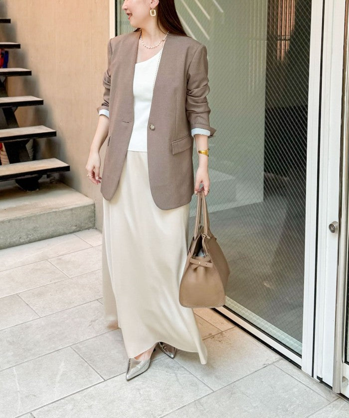 ノーリーズソフィー NOLLEY'S sophi ソフトシャンブレーノーカラーJK (カーキ) カーキ