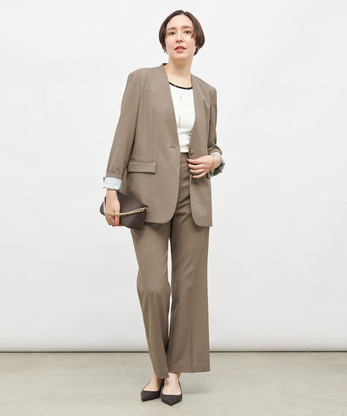 ノーリーズソフィー NOLLEY'S sophi ソフトシャンブレーノーカラーJK (カーキ) カーキ