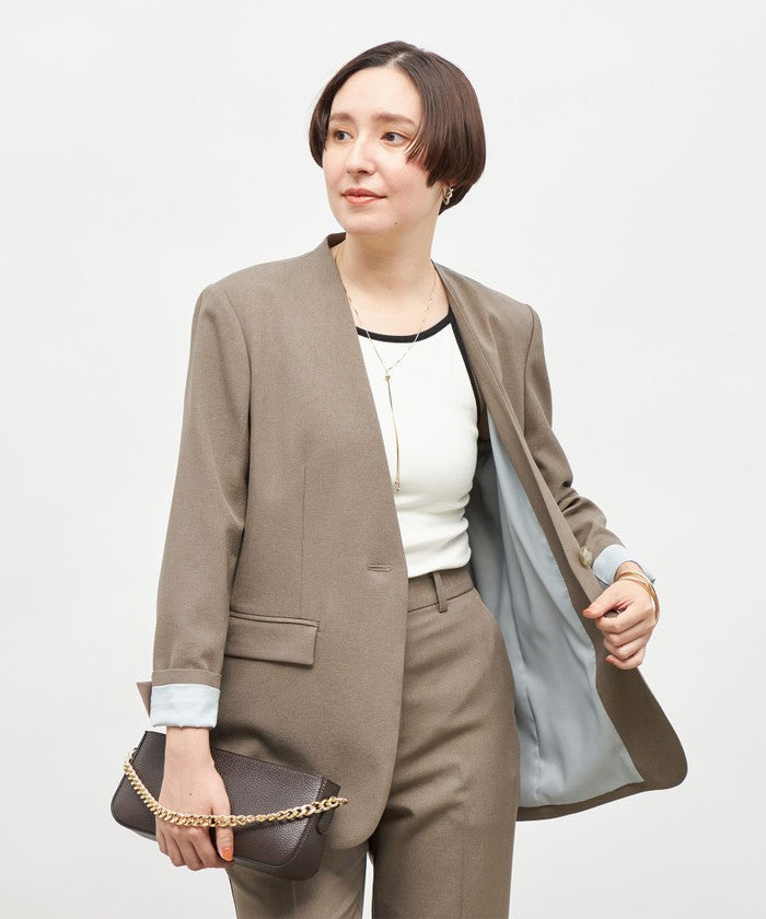 ノーリーズソフィー NOLLEY'S sophi ソフトシャンブレーノーカラーJK (カーキ) カーキ