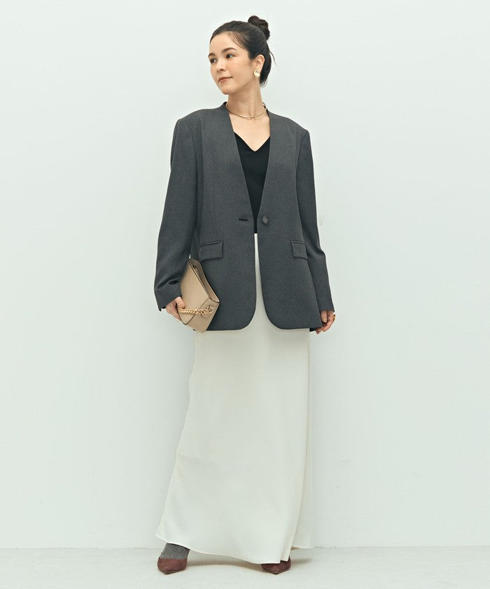 ノーリーズソフィー NOLLEY'S sophi ソフトシャンブレーノーカラーJK (カーキ) カーキ