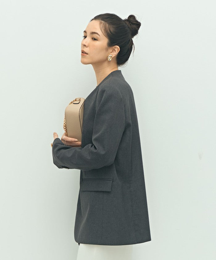 ノーリーズソフィー NOLLEY'S sophi ソフトシャンブレーノーカラーJK (カーキ) カーキ