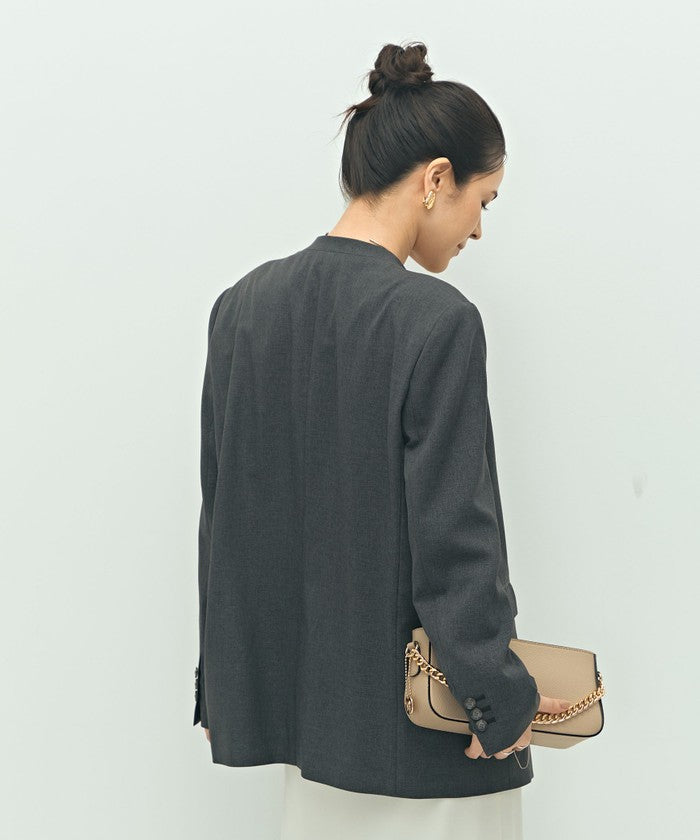 ノーリーズソフィー NOLLEY'S sophi ソフトシャンブレーノーカラーJK (カーキ) カーキ