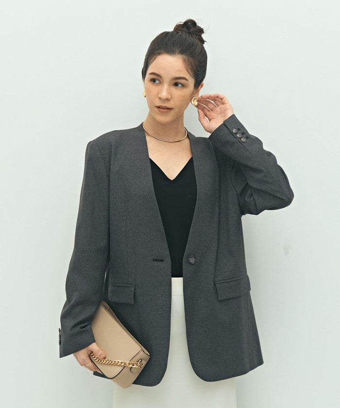 ノーリーズソフィー NOLLEY'S sophi ソフトシャンブレーノーカラーJK (カーキ) カーキ