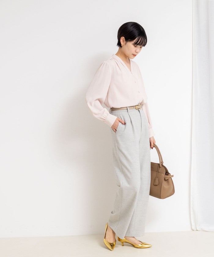 ノーリーズソフィー NOLLEY'S sophi ジョーゼットVネックBL (ホワイト系2) ホワイト系2