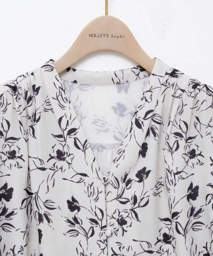 ノーリーズソフィー NOLLEY'S sophi ジョーゼットVネックBL (ホワイト系2) ホワイト系2