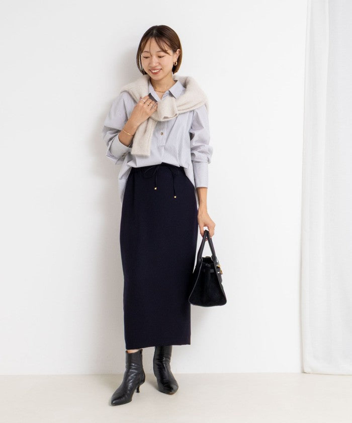 ノーリーズソフィー NOLLEY'S sophi 《セットアップ対応》ウォッシャブルダブルサテンイージースカート (ネイビー) ネイビー