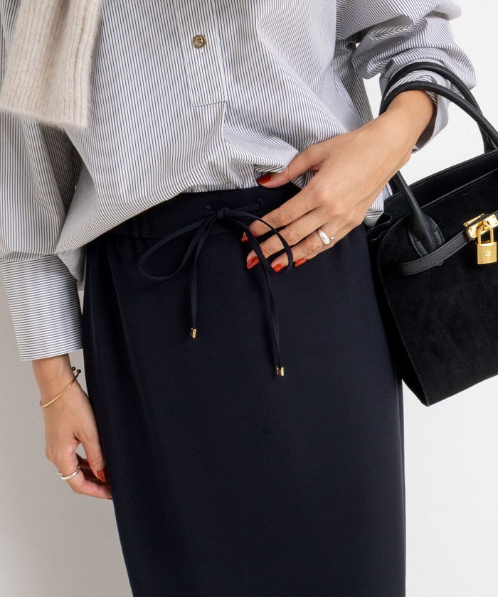 ノーリーズソフィー NOLLEY'S sophi 《セットアップ対応》ウォッシャブルダブルサテンイージースカート (ネイビー) ネイビー