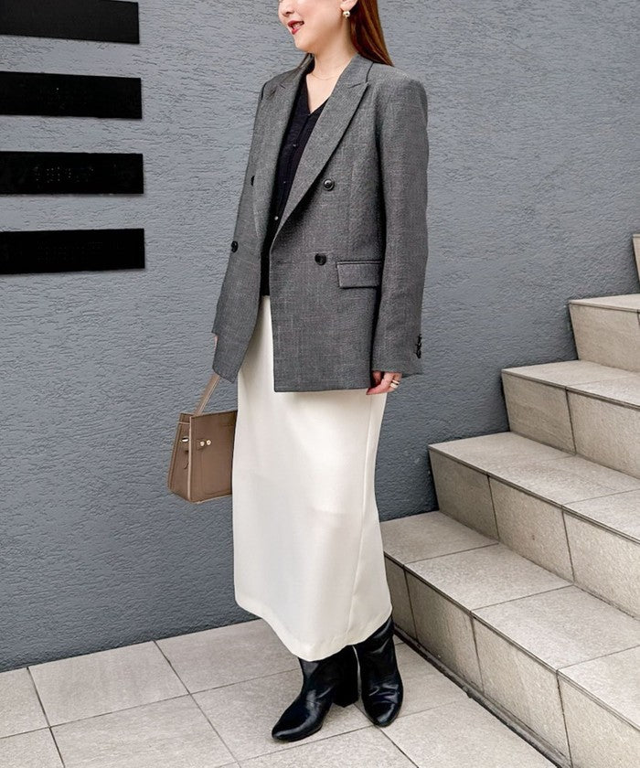 ノーリーズソフィー NOLLEY'S sophi 《セットアップ対応》ウォッシャブルダブルサテンイージースカート (ネイビー) ネイビー