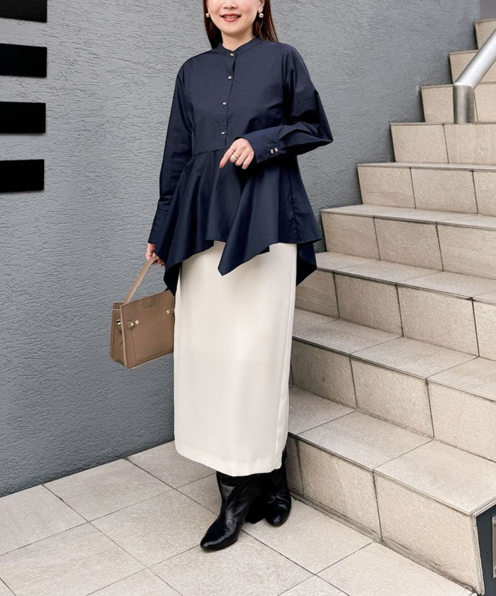 ノーリーズソフィー NOLLEY'S sophi 《セットアップ対応》ウォッシャブルダブルサテンイージースカート (ネイビー) ネイビー