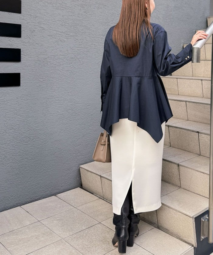 ノーリーズソフィー NOLLEY'S sophi 《セットアップ対応》ウォッシャブルダブルサテンイージースカート (ネイビー) ネイビー