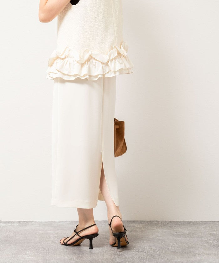 ノーリーズソフィー NOLLEY'S sophi 《セットアップ対応》ウォッシャブルダブルサテンイージースカート (ネイビー) ネイビー