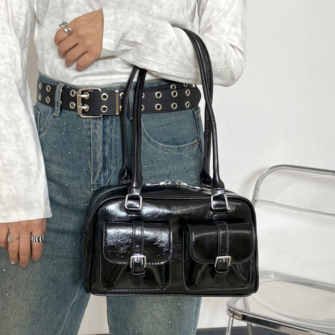 ノンヘッジ non-hedge 2ポケボストンバッグ (ブラウン) ブラウン