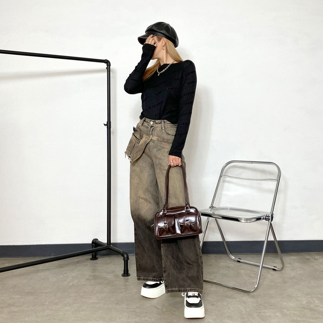 ノンヘッジ non-hedge 2ポケボストンバッグ (ブラウン) ブラウン