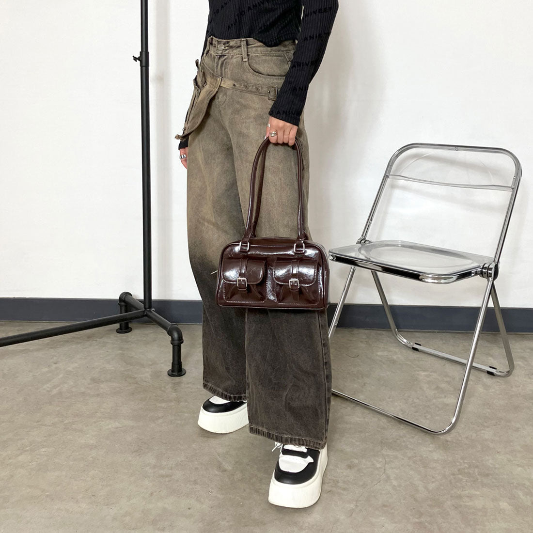 ノンヘッジ non-hedge 2ポケボストンバッグ (ブラウン) ブラウン