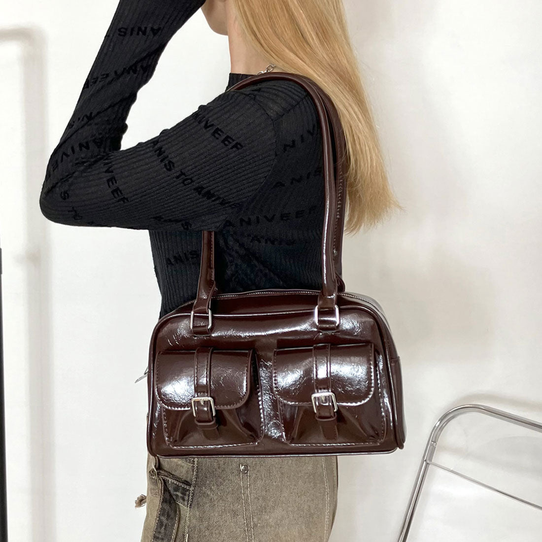 ノンヘッジ non-hedge 2ポケボストンバッグ (ブラウン) ブラウン